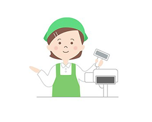 レジ打ちするスタッフのイラスト